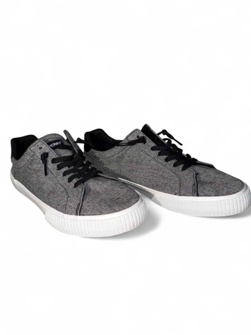 Sperry Gray Canvas Low-Top Sneakers with Black Laces